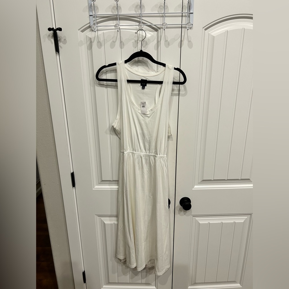 White GAP midi dress, has a lower back cut out